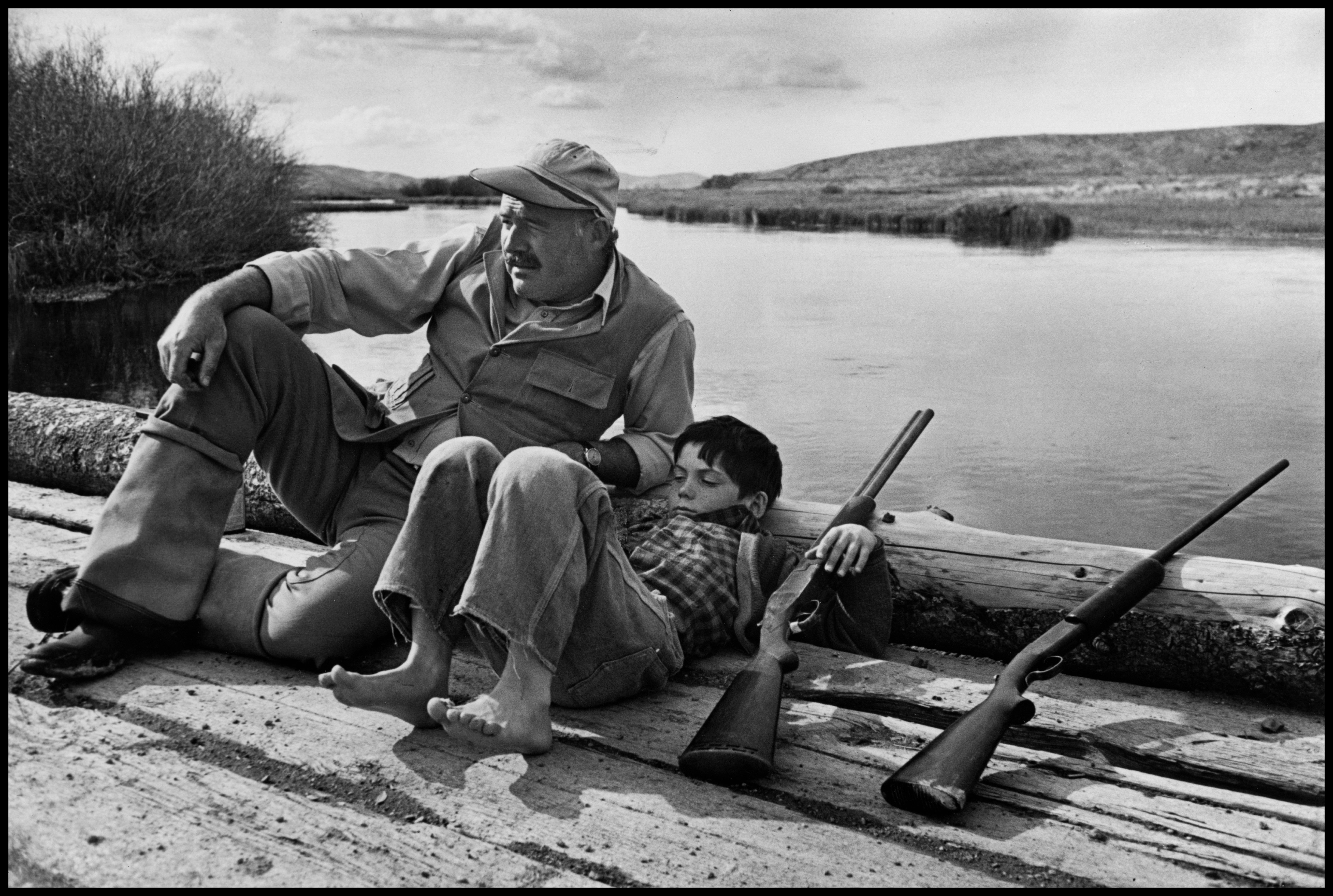 Fine Print: American writer Ernest Hemingway with his son Gregory. Sun Valley, Idaho, USA, October, 1941