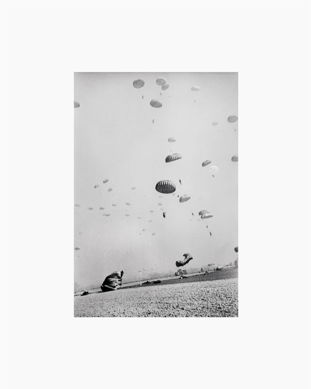 Fine Print: American paratroopers landing in Germany. Near Wesel, Germany, March 24th, 1945