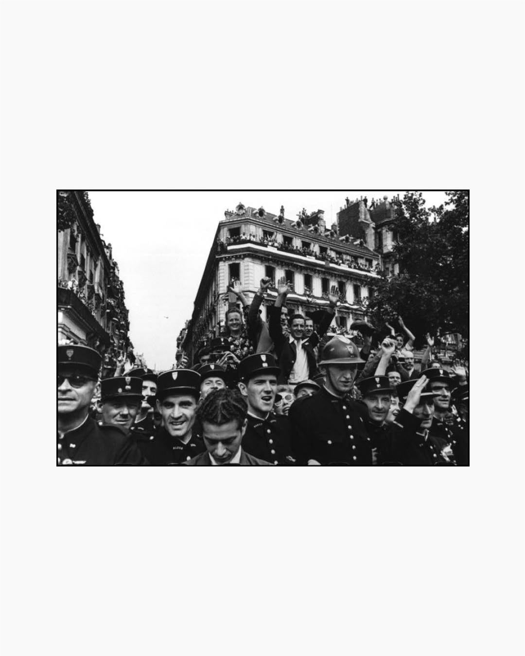 Fine Print: Crowds fill up the Champs Elysees to celebrate the liberation of Paris. Paris, France, August 26th, 1944