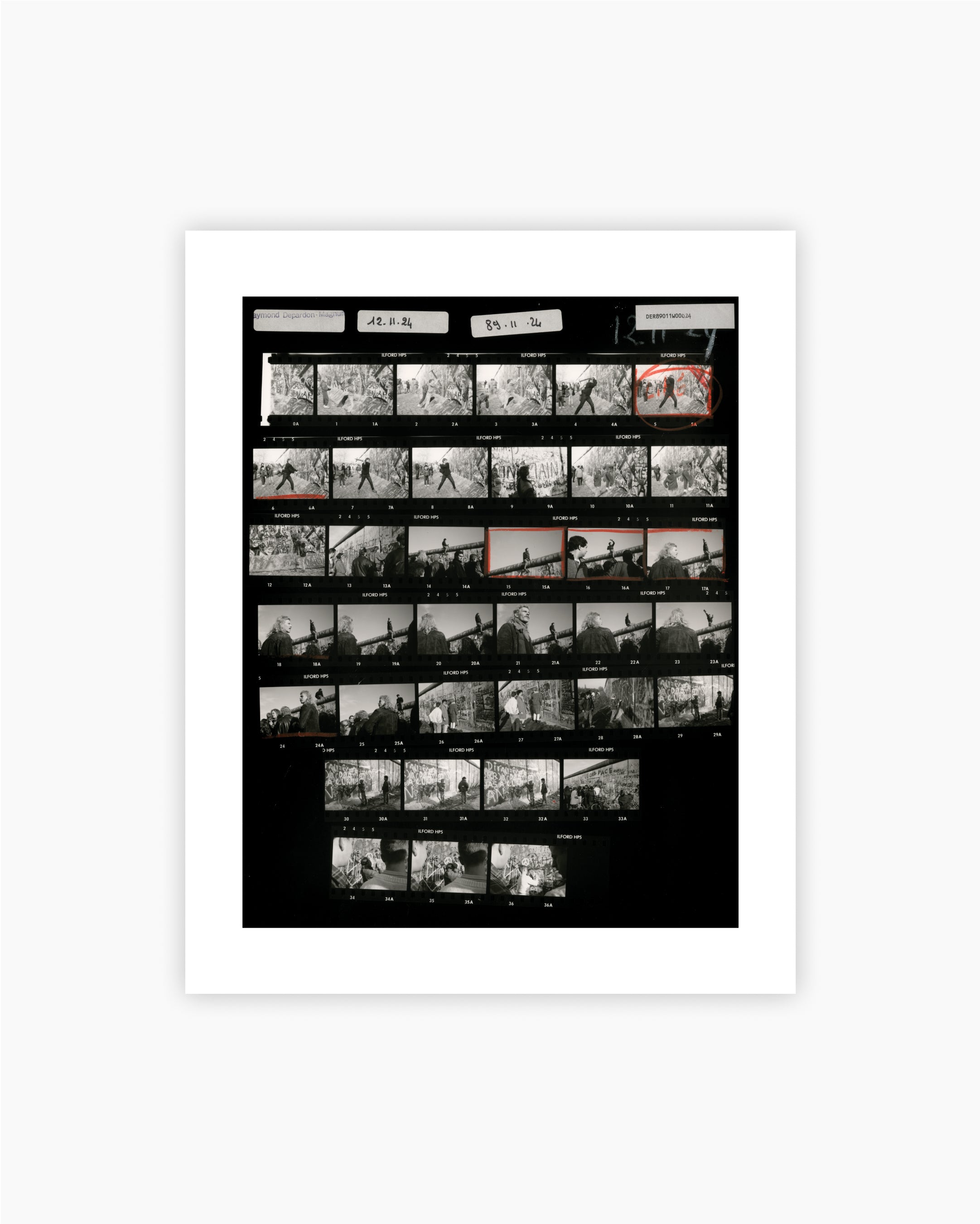 Contact Sheet Print: The Fall of the Berlin Wall. Germany, 1989.