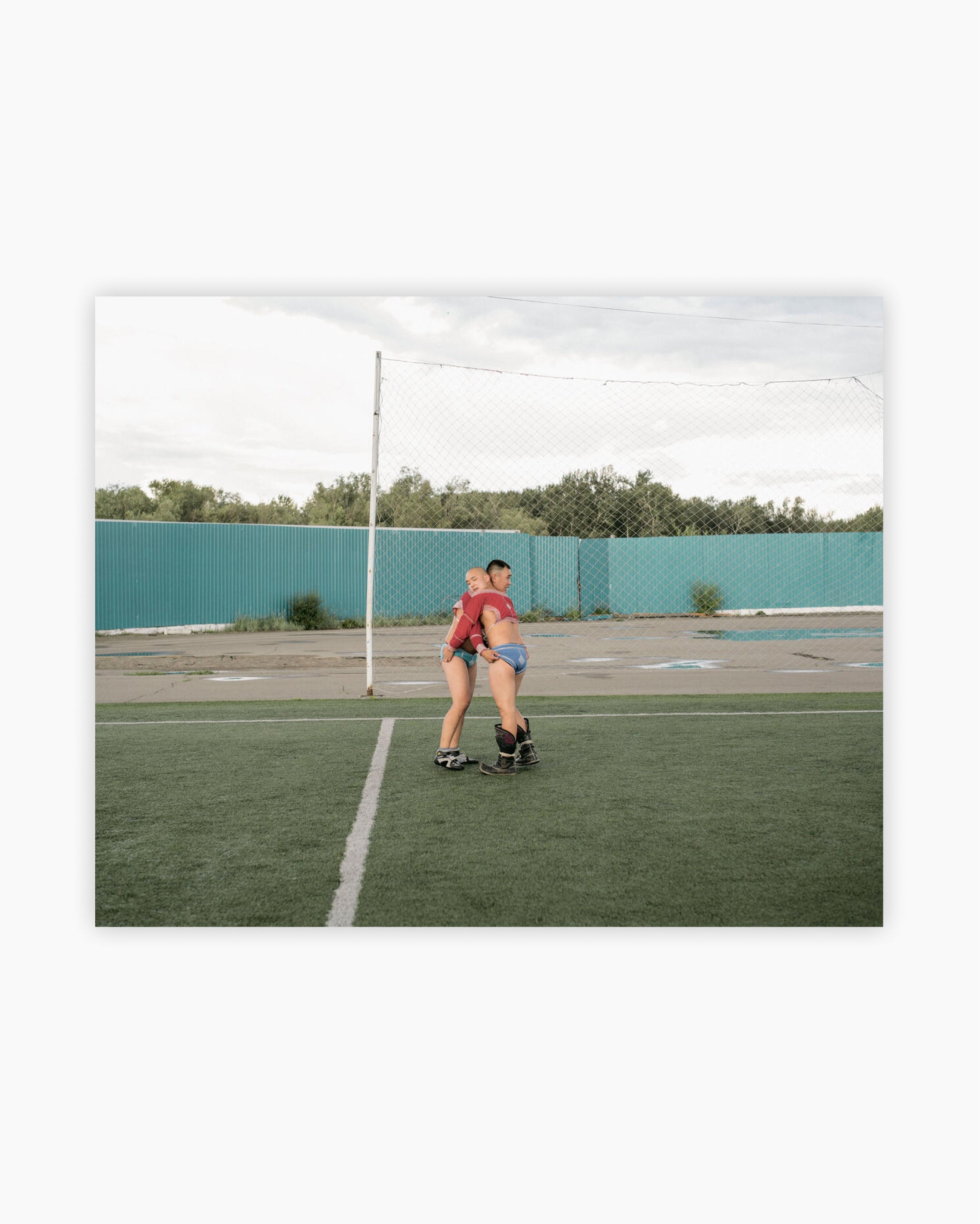 Fine Print: Khuresh wrestlers. Yenisei River,  Kyzyl, Russia, 2018