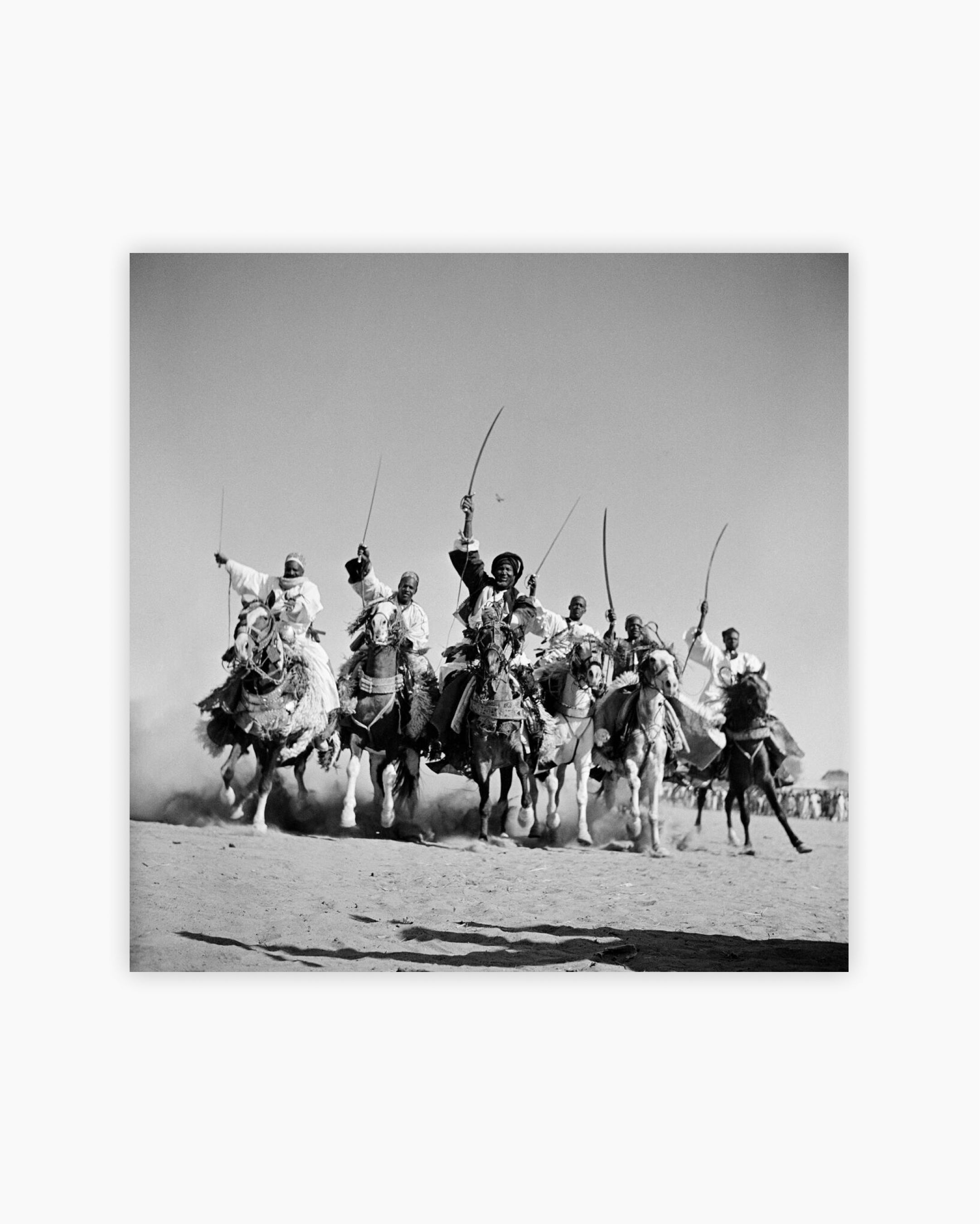 Hausa chieftains demonstrate their superb horsemanship in a "Fantasia". Chad, 1941