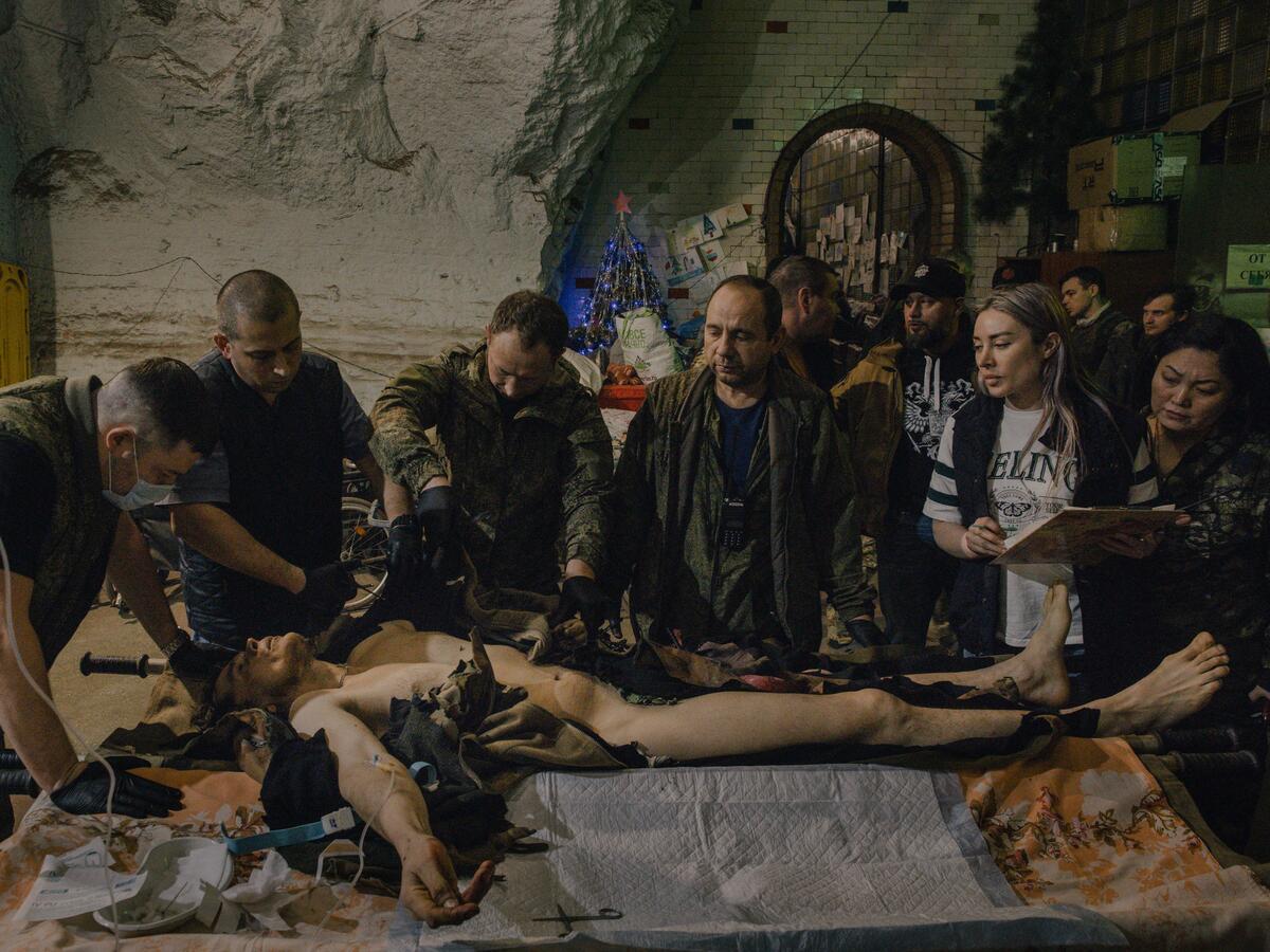 Fine Print: Injured Russian soldiers at a hospital underground in Bakhmut, close to the frontlines. Bakhmut, Ukraine, 22 January 2024