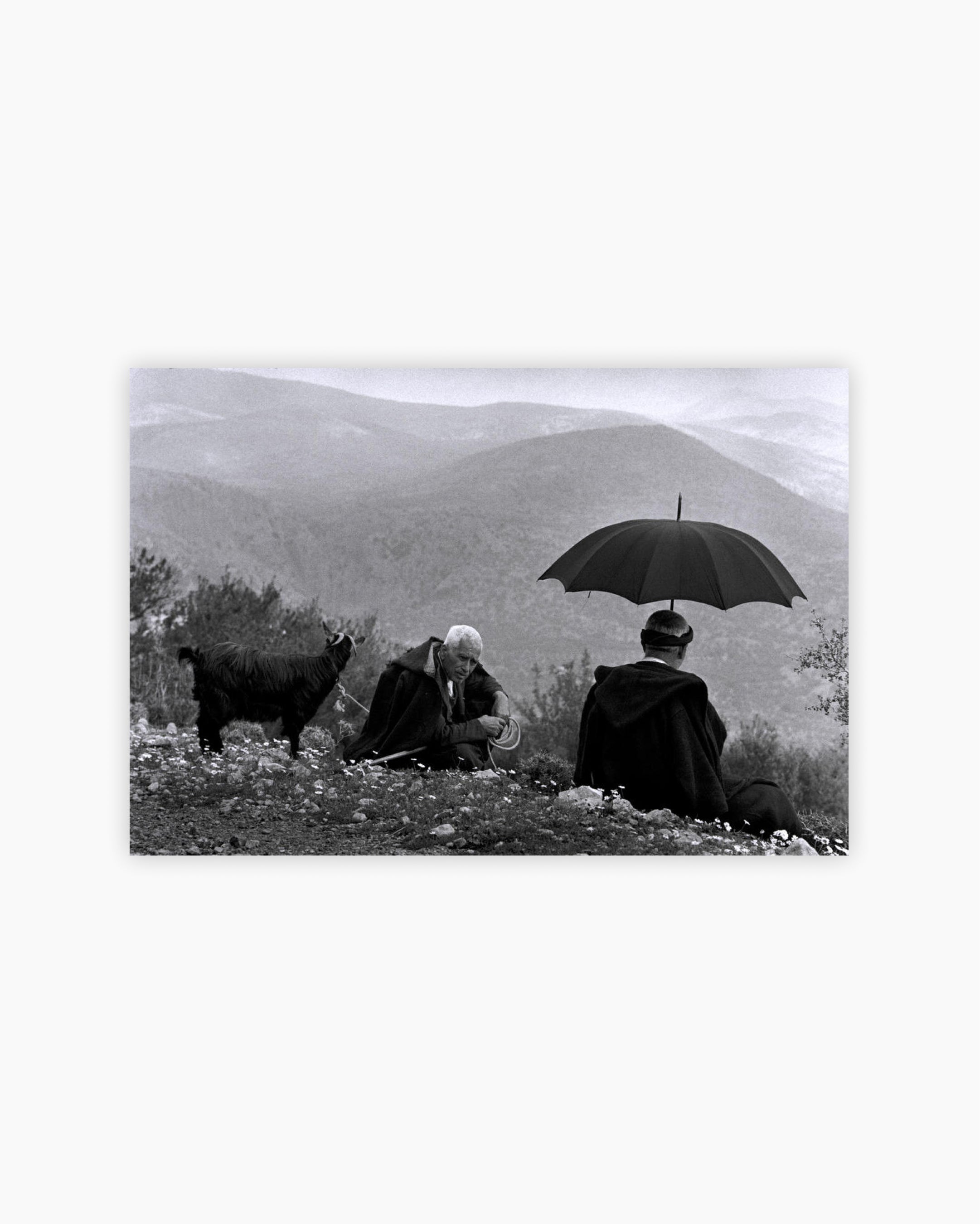 Fine Print: Shepherds with goat. Crete, Greece, 1964