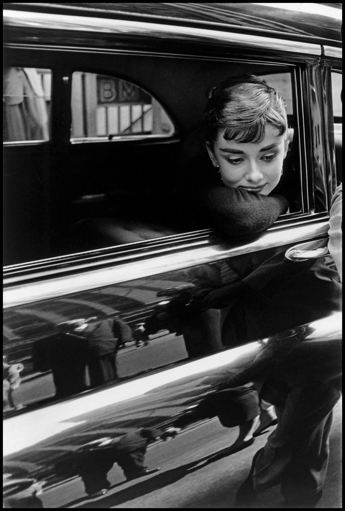 Fine Print: Audrey Hepburn during the filming of Sabrina. New York, USA, 1954