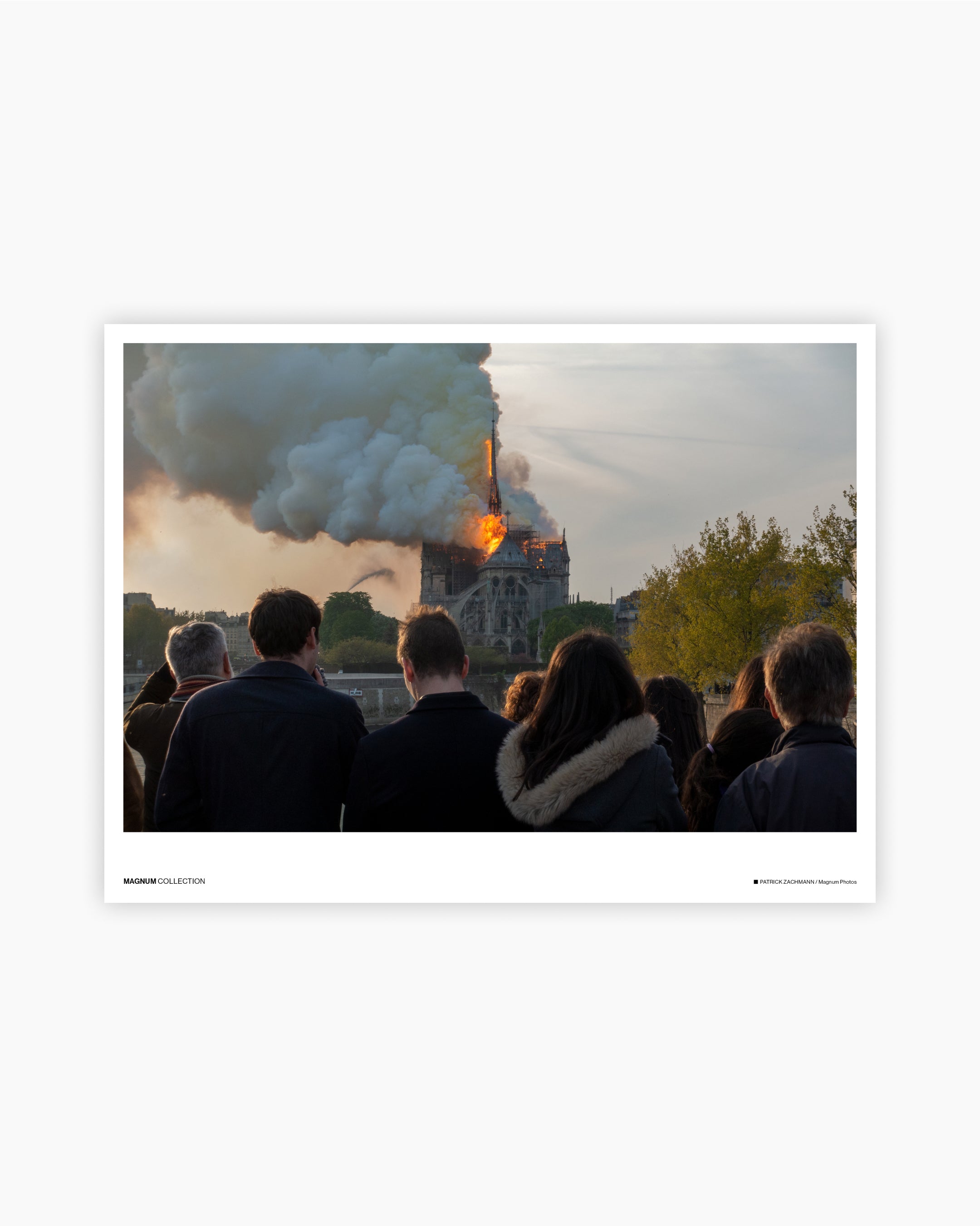 Magnum Poster: Fire engulfs Notre Dame Cathedral. Paris, France, 2019